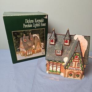 Dickens Keepsake by Kurt Adler Porcelain Illuminated House 1993 Welchs Gallery